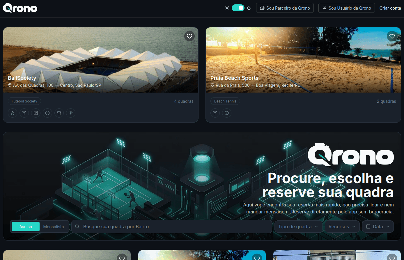 Projeto Qrono — tela web 1