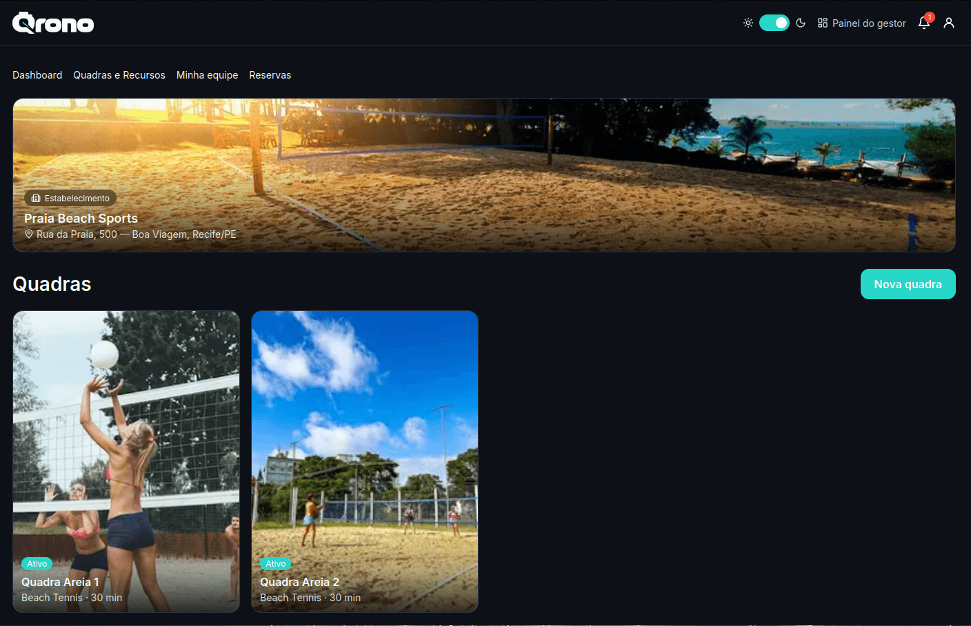 Projeto Qrono — tela web 3