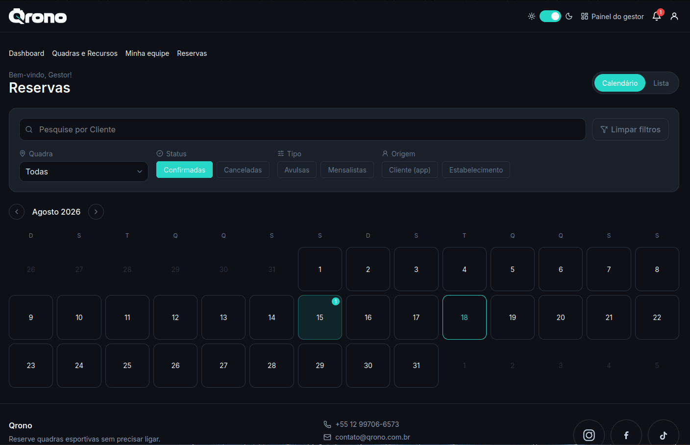 Projeto Qrono — tela web 4